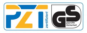 PZT Logo mit GS-Zeichen für JUTEC
